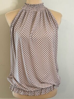 Adrianna Pappel sleeveless floral top blush pink & black white SZ M